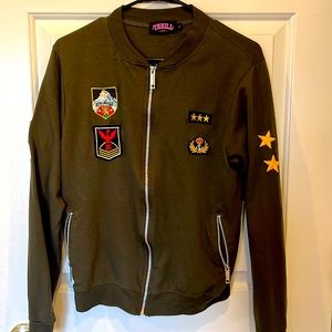 Womens Army green zip sweater.